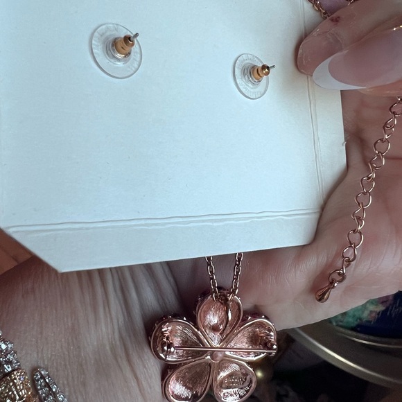 Nolan Miller Vintage Pink Floral Jewelry Set - Picture 3 of 4